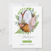 Wasserfarbenwald Waldlandschaft Hochzeit Dankeskarte (Vorderseite)