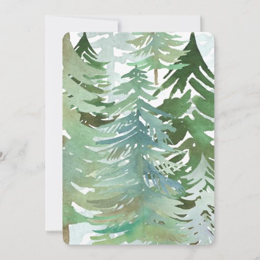 Wasserfarbenwald Weihnachten Party Einladung. Einladung (Rückseite)