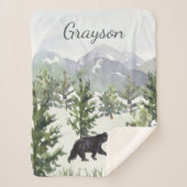 Wasserfarbenwaldbär Personalisiert Junge Sherpadecke (Vorderseite)