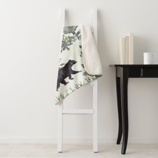 Wasserfarbenwaldbär Personalisiert Junge Sherpadecke (Beispiel)