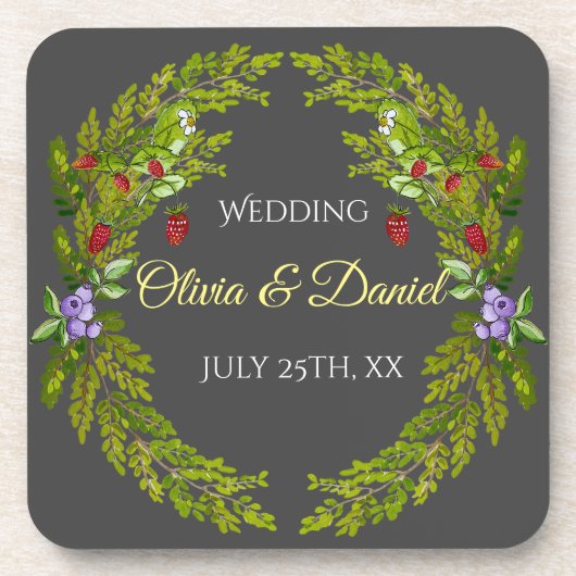 Wasserfarbenwaldbeeren Getränkeuntersetzer (Vorderseite)