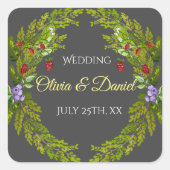 Wasserfarbenwaldbeeren Quadratischer Aufkleber (Vorderseite)