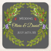 Wasserfarbenwaldbeeren Rechteckiger Pappuntersetzer (Vorderseite)