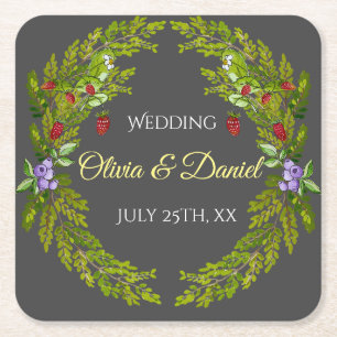 Wasserfarbenwaldbeeren Rechteckiger Pappuntersetzer