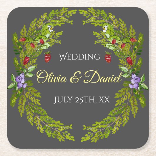 Wasserfarbenwaldbeeren Rechteckiger Pappuntersetzer (Vorderseite)