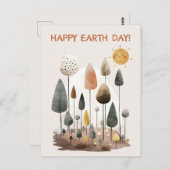 Wasserfarbenwaldlandschaft Happy Earth Day Postkarte (Vorne/Hinten)