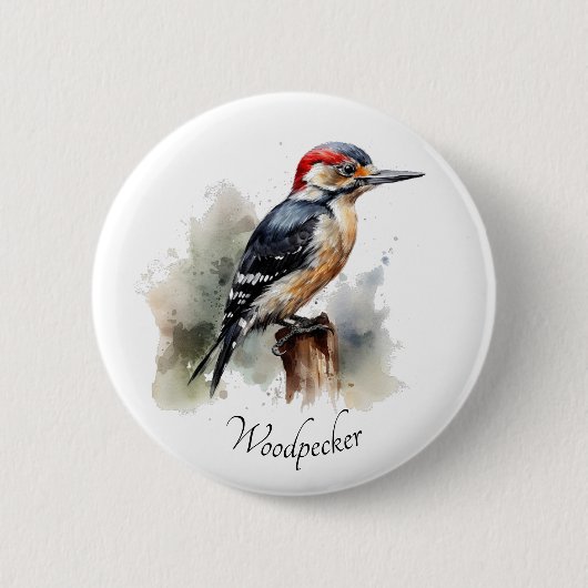 Wasserfarbenwaldspecht Button (Vorderseite)
