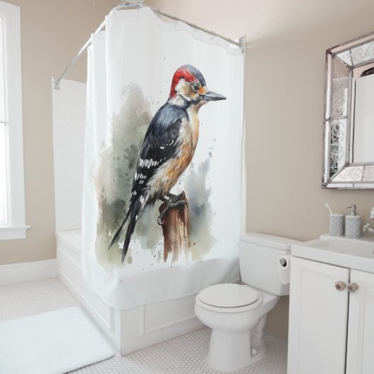 Wasserfarbenwaldspecht Duschvorhang (Beispiel)