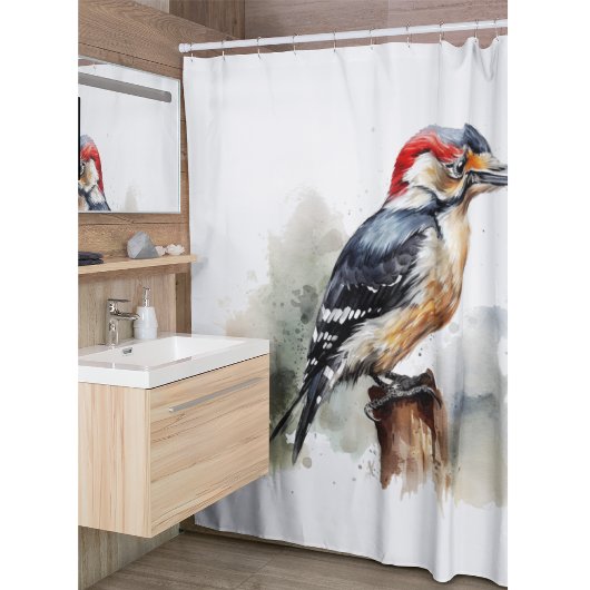 Wasserfarbenwaldspecht Duschvorhang