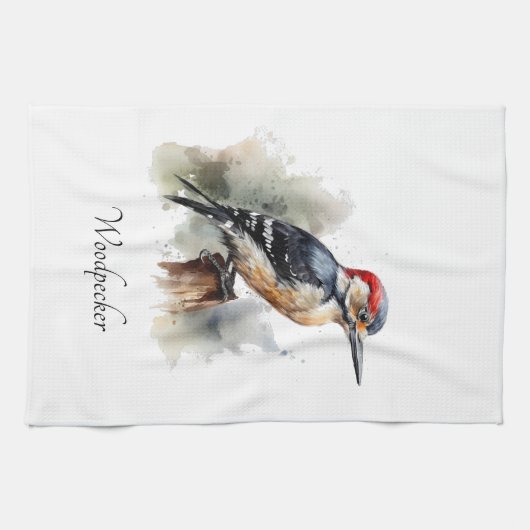 Wasserfarbenwaldspecht Geschirrtuch (Horizontal)