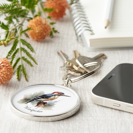 Wasserfarbenwaldspecht Schlüsselanhänger (Seite)