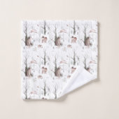 Wasserfarbenwaldtiere Badhandtuch Set (Waschlappen)