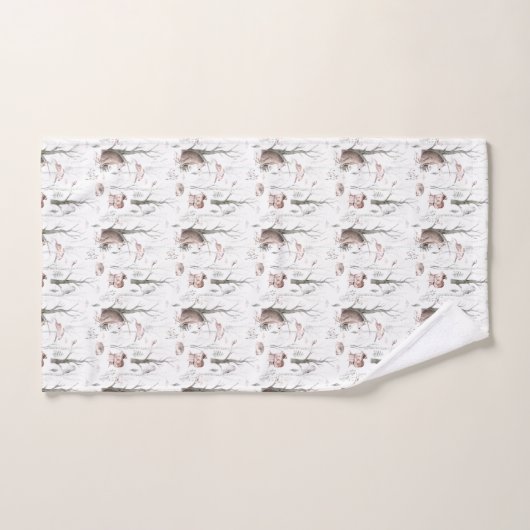 Wasserfarbenwaldtiere Badhandtuch Set (Handtuch)