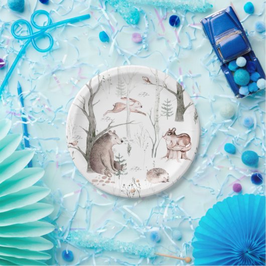 Wasserfarbenwaldtiere Pappteller (Party)