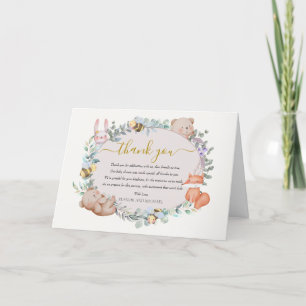 Wasserfarbenwaldtiere Rustikale Babydusche Boho Dankeskarte