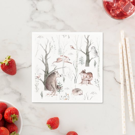 Wasserfarbenwaldtiere Serviette (Beispiel)