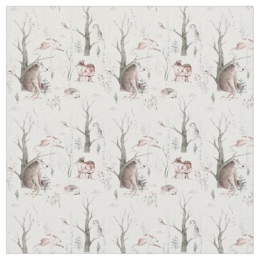 Wasserfarbenwaldtiere Stoff (Nahaufnahme)