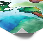 Wasserfarbenwall Art Weltkarte Poster (Ecke)