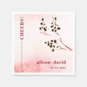 Wasserfarbenwäsche und Zweig Japandi CHEERS Hochze Serviette (Vorderseite)