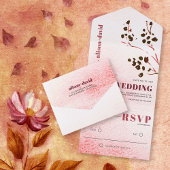 Wasserfarbenwäsche und Zweig Japandi Hochzeit All In One Einladung