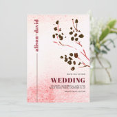 Wasserfarbenwäsche und Zweig Japandi QR Code Hochz Einladung (Stehend Vorderseite)