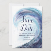 Wasserfarbenwelle | FOTO SAVE THE DATE Einladung (Vorderseite)