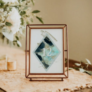 Wasserfarbenwellen Elegante Hochzeitskarte Tischnummer