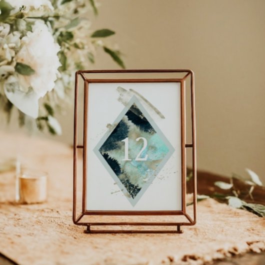 Wasserfarbenwellen Elegante Hochzeitskarte Tischnummer