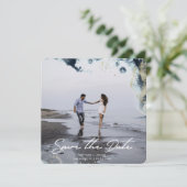 Wasserfarbenwellen Foto Save the Date Karte (Stehend Vorderseite)