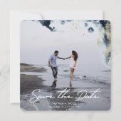 Wasserfarbenwellen Foto Save the Date Karte (Vorderseite)