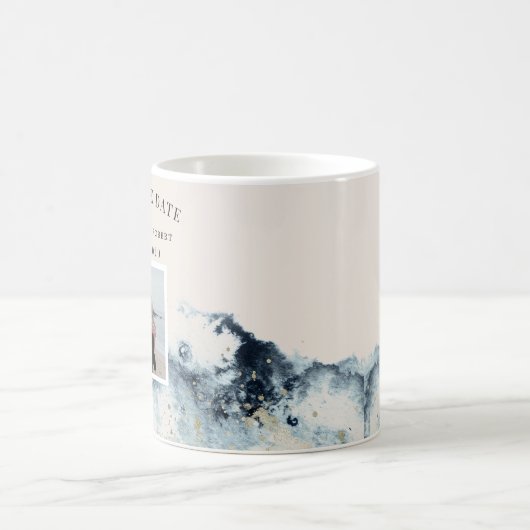 Wasserfarbenwellen Küstenfischerei Save the Date F Kaffeetasse (Mittel)