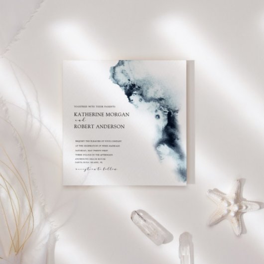 Wasserfarbenwellen Minimalistische Einladung zur H