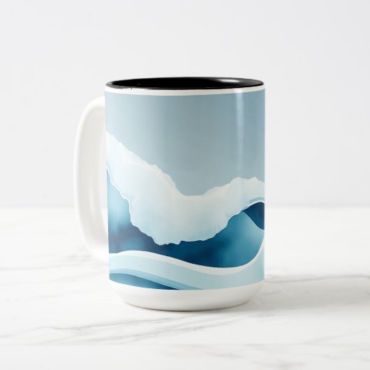 Wasserfarbenwellen Zweifarbige Tasse (Vorderseite Links)
