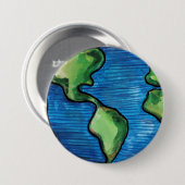 Wasserfarbenwelt des Earth Day Artwork Button (Vorne & Hinten)