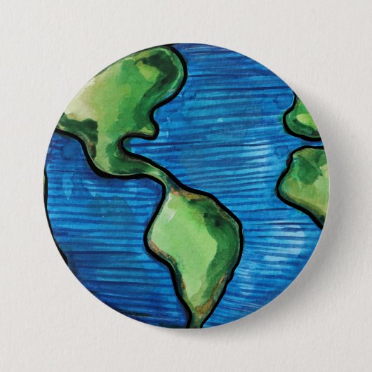 Wasserfarbenwelt des Earth Day Artwork Button (Vorderseite)