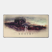 Wasserfarbenwelt Landschaft Mit Monogramm Schreibtischunterlage (Vorderseite)