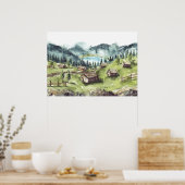 Wasserfarbenwelt Landschaft Poster (Küche)