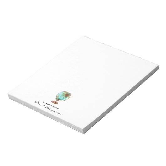 Wasserfarbenwelt | Monogram Teacher Notepad Notizblock (Rotiert)