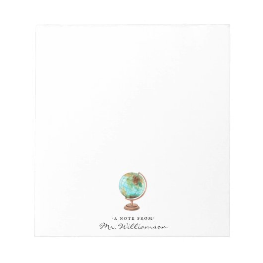 Wasserfarbenwelt | Monogram Teacher Notepad Notizblock (Vorderseite)