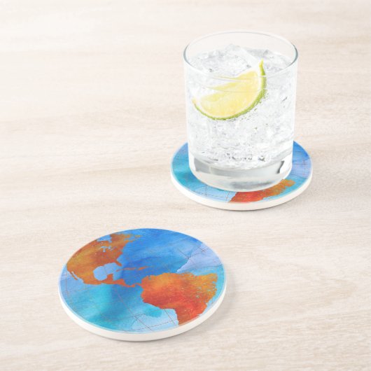 Wasserfarbenwelt Sandstein Untersetzer (Seite)