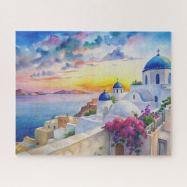 Wasserfarbenwelt Santorini Griechische Insel Puzzle