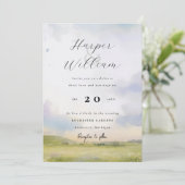 Wasserfarbenwelt und Wolken Einladung zur Hochzeit (Stehend Vorderseite)