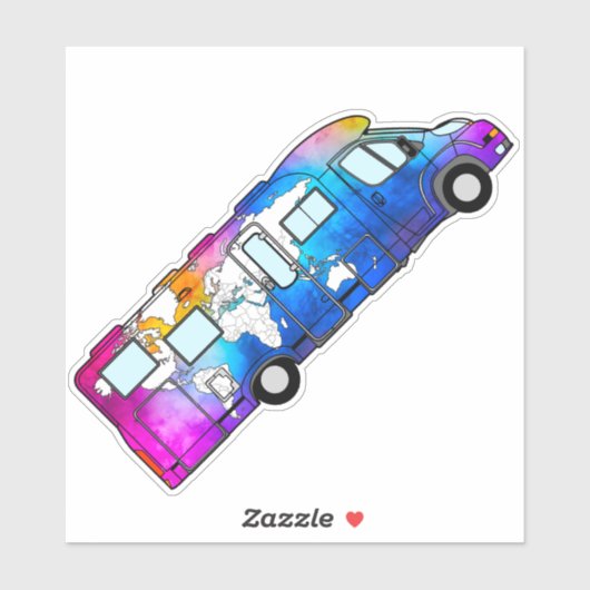 Wasserfarbenweltkarte RV - STICKER (Blatt)