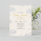 Wasserfarbenwolken Cream Neutral Baby Dusche Gold Folieneinladung (Stehend vorne)
