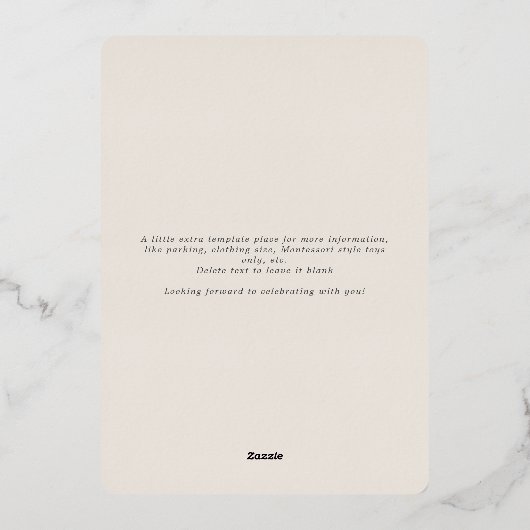 Wasserfarbenwolken Cream Neutral Baby Dusche Gold Folieneinladung (Rückseite)