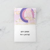 Wasserfarbenwolken in Rosa und Gold. Happy Birthda Karte (Innenseite)