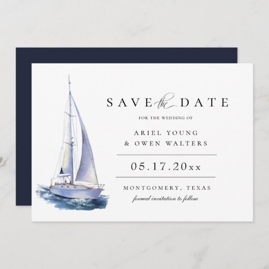 WasserfarbenYacht - Wassersport Save the Date Ankündigung (Vorne/Hinten)