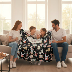 Wasserfarbenzirkuszelt Elefanten Löwen Familie  Fleecedecke