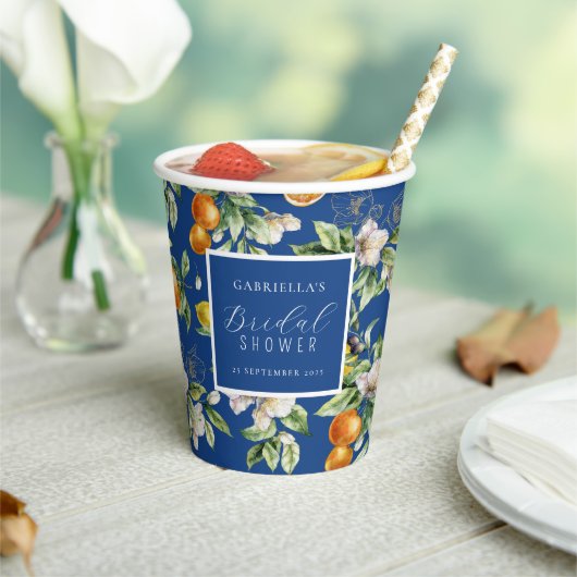 Wasserfarbenzitrus Botanisches Brautparty Pappbecher (In Situ)