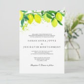 Wasserfarbenzitrus/Lemon Hochzeitseinladung Einladung (Stehend Vorderseite)